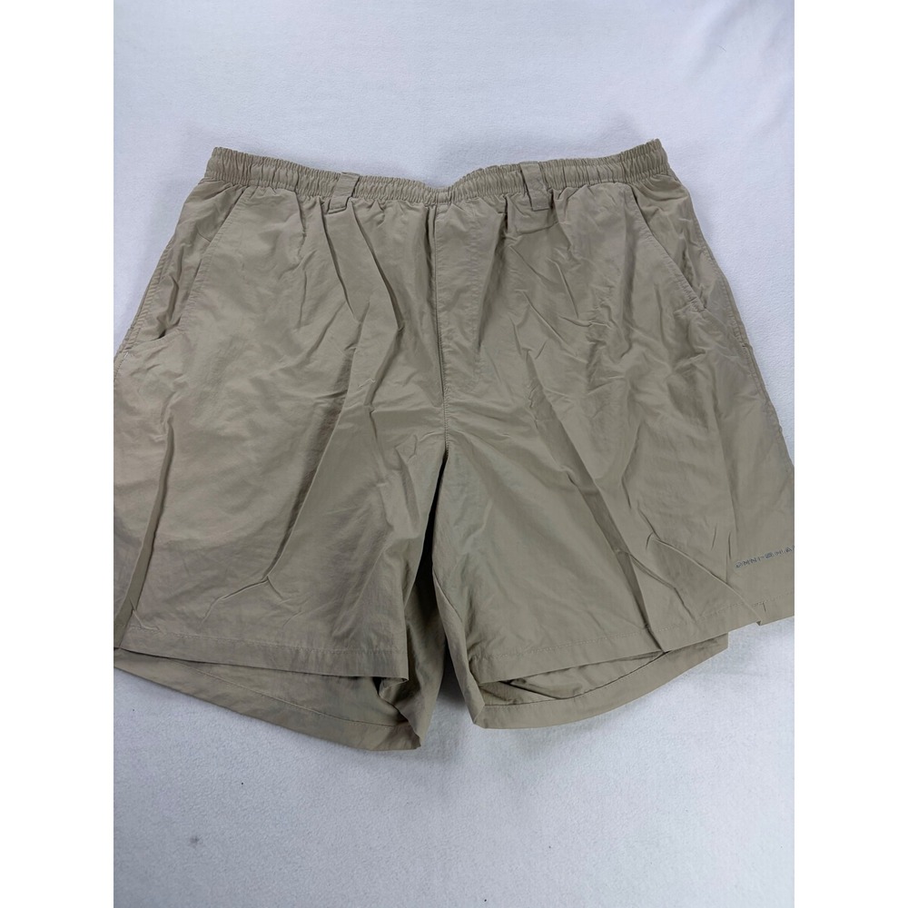 Columbia PFG Mens XL Tan Khaki Nylon Fishing Shorts Omni-Shade FM4009 6in Inseam